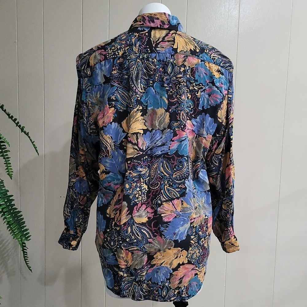 Vintage Abstract Floral Shirt Sz S Oversized Westbound 90's Bohemian Blouse - Picture 9 of 9